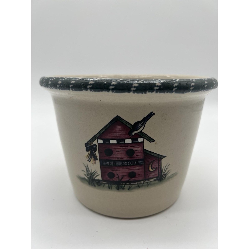 Home & Garden‎ Party Stoneware Baking Crock Birdhouse 5.5" Sponged, Flower Pot